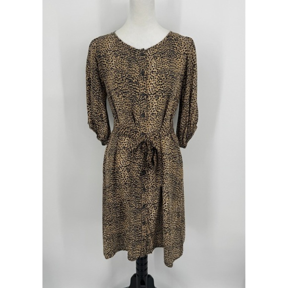 Emerson Fry Silk Fiona Dress Small Cheetah Animal Print Tie Waist Shirt Dress - Picture 4 of 12